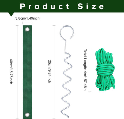 A Tree Support kit for straightening Trees, which Includes Supporting Metal Stakes and Ropes. It can Also be Used for Tree Protection in Harsh Weather and Outdoor Tent Fixation. (1)