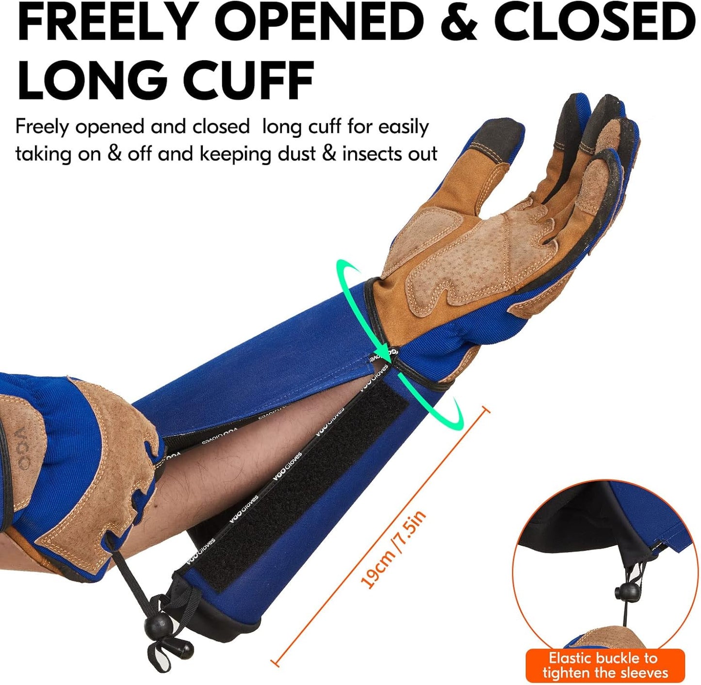 Vgo... Gardening Gloves Unisex,Safety Work Gloves,Long Sleeves Gauntlet,Puncture Proof,Touchscreen(Size XL,Blue,SL7496)