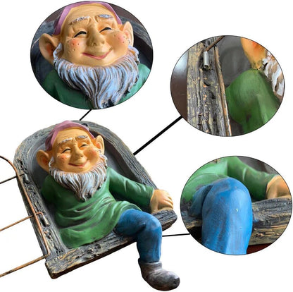 Gnome Statue Tree Face Outside Yard Art Outdoor Statue, 12 Inch Elf Out of The Window Tree Decor and Yard Decorations, Whimsical Gnomes Garden Sculptures & Statues, Fairy Tree Peeker Ornaments
