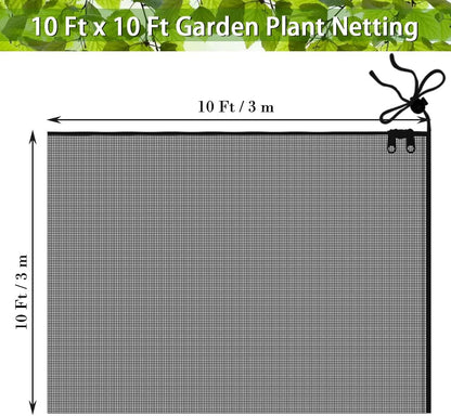 Fruit Tree Netting Covers with Zipper to Protect from Squirrels and Birds Large Netting for Fruit Trees Net Protection, Black, 10' x 10', 1 Pack