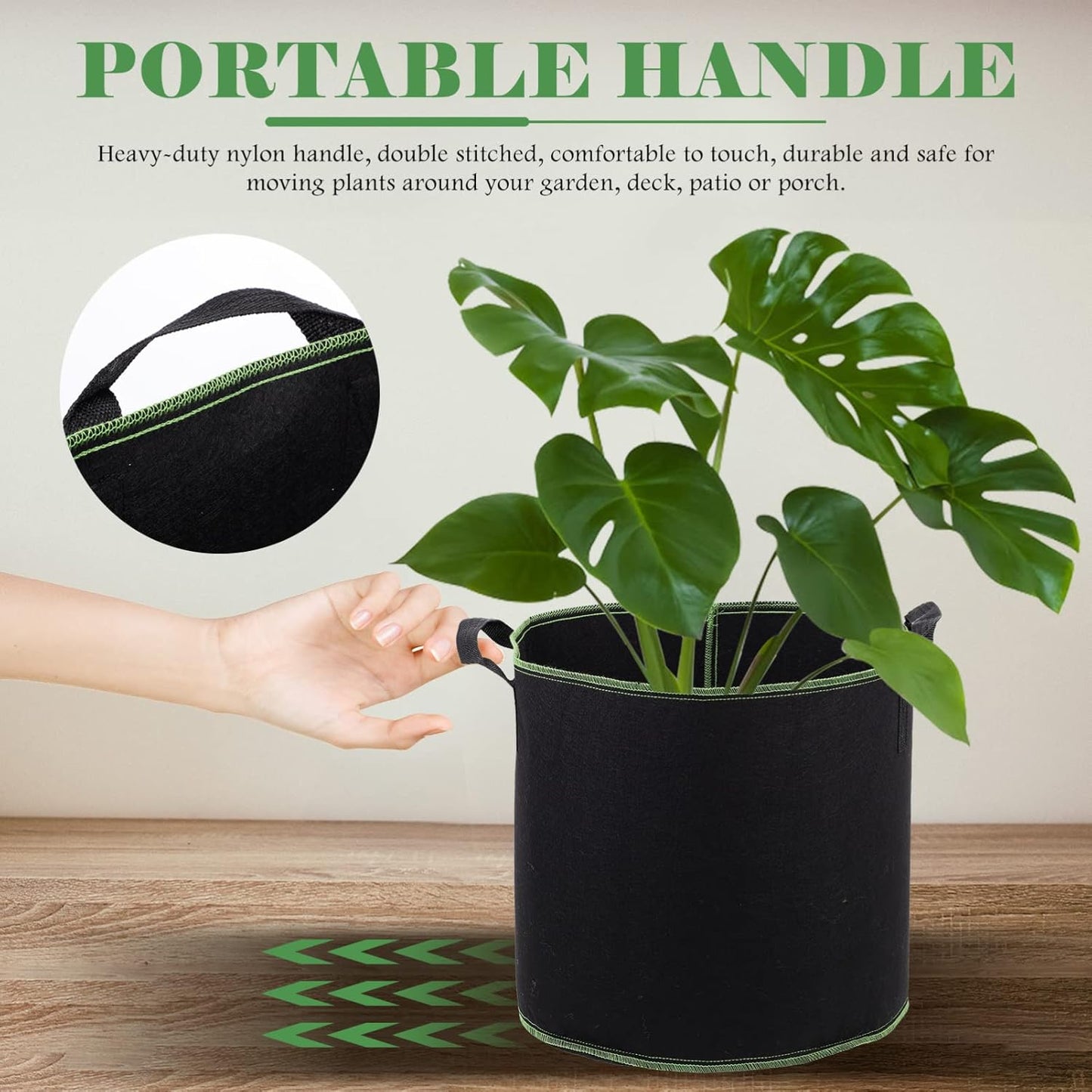 DOITOOL 5 Pack 5 Gallon Plant Grow Bags, Nonwoven Plant Fabric Pots with Handles, Vegetable/Flower/Plant Grow Bags for Nursery Garden Planting