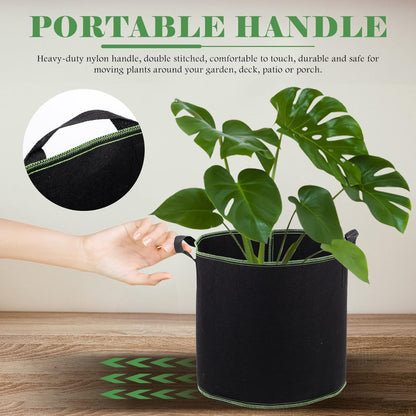 DOITOOL 5 Pack 5 Gallon Plant Grow Bags, Nonwoven Plant Fabric Pots with Handles, Vegetable/Flower/Plant Grow Bags for Nursery Garden Planting