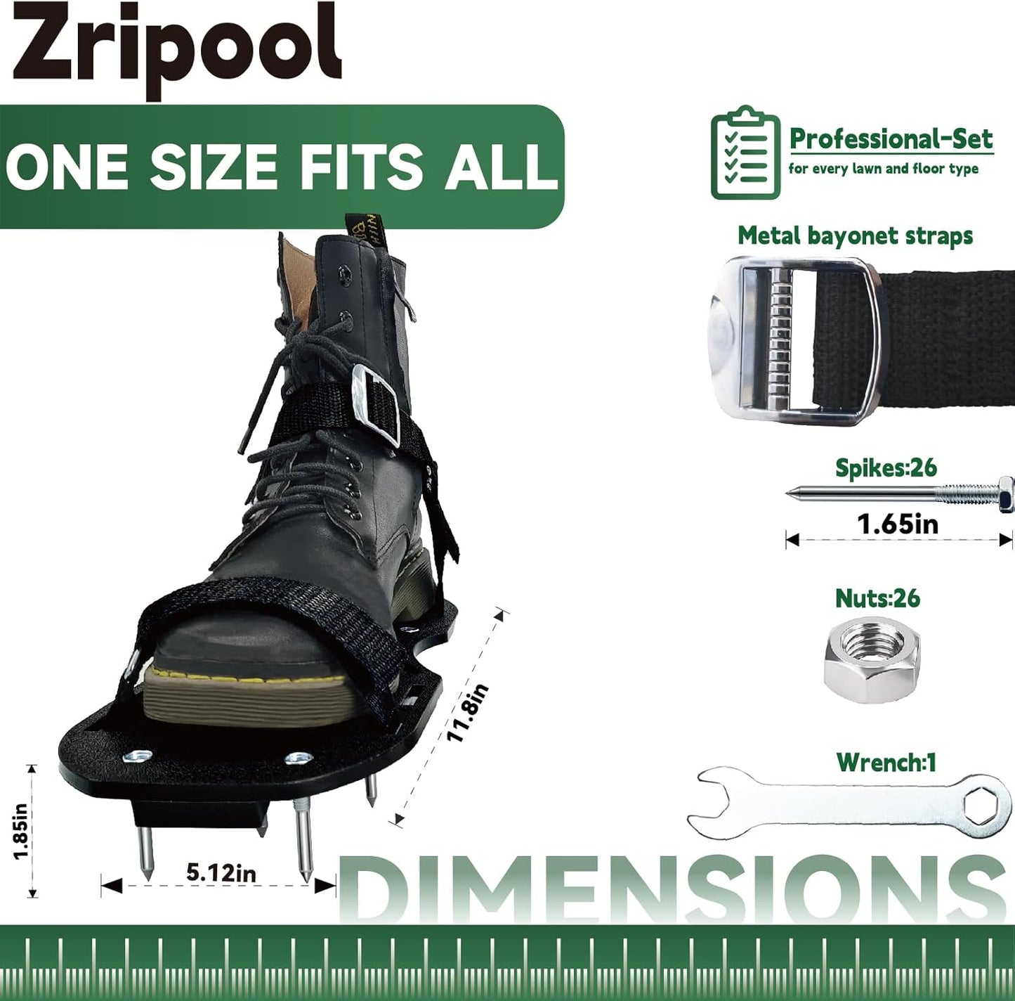 Lawn Aerator Shoes, Upgrade Heavy Duty Spike Shoes Lawn Aerating with Hook&Loop Straps, Free-Installation yard aerator spike , One-Size-Fits-All Soil Aerator lawnTool for Yard Patio Lawn Garden(Black)