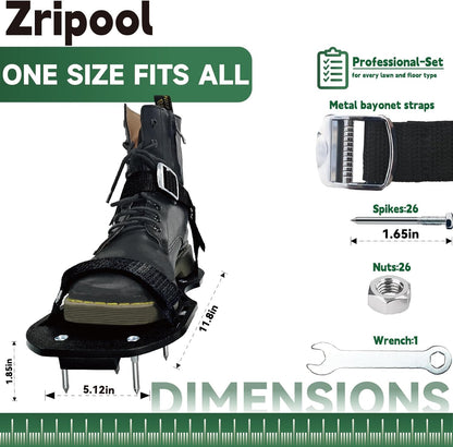 Lawn Aerator Shoes, Upgrade Heavy Duty Spike Shoes Lawn Aerating with Hook&Loop Straps, Free-Installation yard aerator spike , One-Size-Fits-All Soil Aerator lawnTool for Yard Patio Lawn Garden(Black)