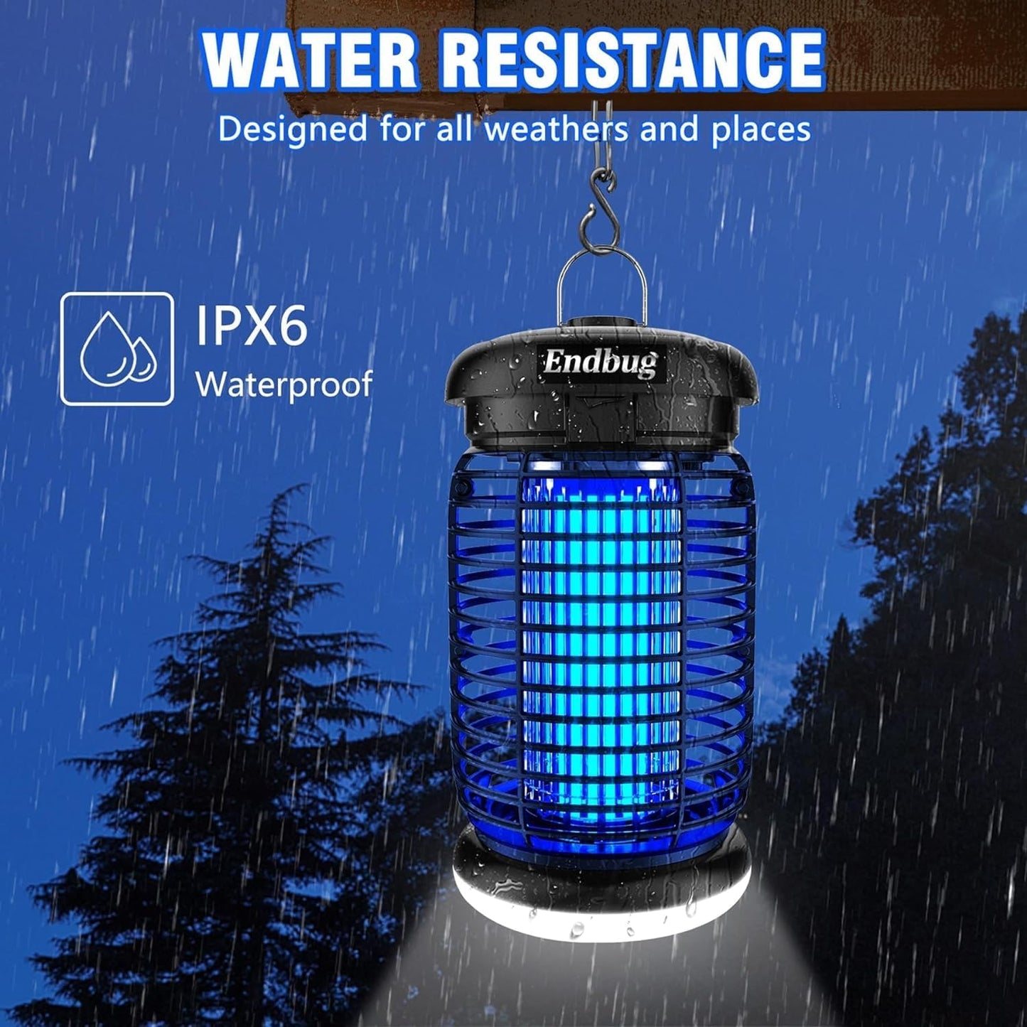 Endbug Bug Zapper, Bug Zapper Outdoor Indoor with LED Light, Electric Mosquito Zapper Fly Zapper, Waterproof Mosquito Killer Insect Zapper Fly Trap for Outside Patio Garden Backyard Home