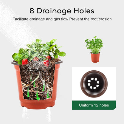 GROWNEER 120 Pcs 4 Inch Nursery Plant Pots for Plants with 15 Labels, Plastic Seed Starter Kit for Indoor & Outdoor Gardening, Seedling Transplant, and Flower Growing Planter