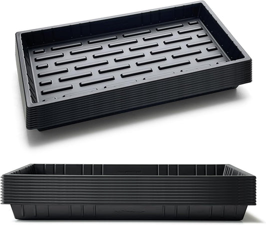 20 Pack Shallow 1020 Trays No Holes, Heavy Duty Reusable Seed Starter Flat Seedling Tray for 72/128