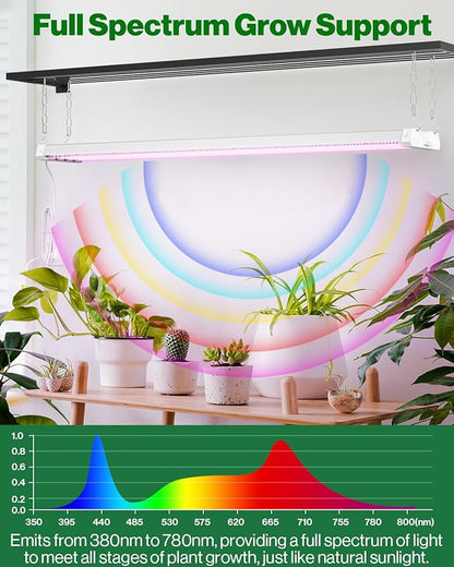 Sunco 4FT LED Grow Lights Full Spectrum for Indoor Plants 80W Integrated Suspended Fixture, Plug in Linkable, for Indoor Greenhouse Year Round Plant Seedling Grow Lamp Super Bright 2 Pack