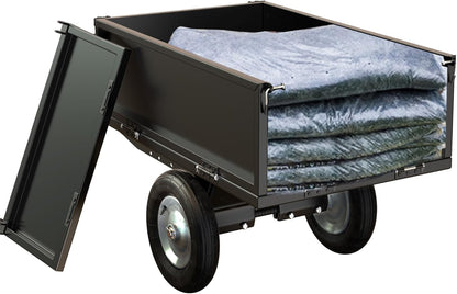 YITAMOTOR 500 Pound Steel Dump Cart Tow Behind Lawn Dump Cart for Lawn Tractor Black