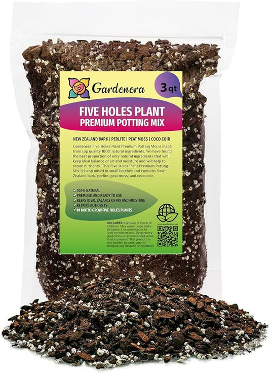 Five Holes Monstera Potting Soil - Promotes Optimal Drainage and Aeration for Vibrant Growth - 3 Quart