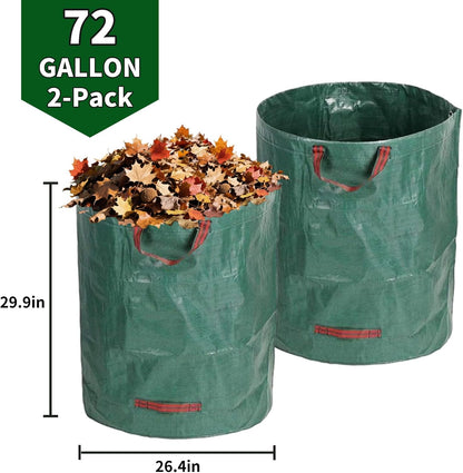 Yard Waste Bags 2 Pack 16 Gallon/72 Gallon Reusable Heavy Duty Leaf & Lawn Bags with 2 Handles for Leaves Grass Garden Debris (2x72 Gallons)