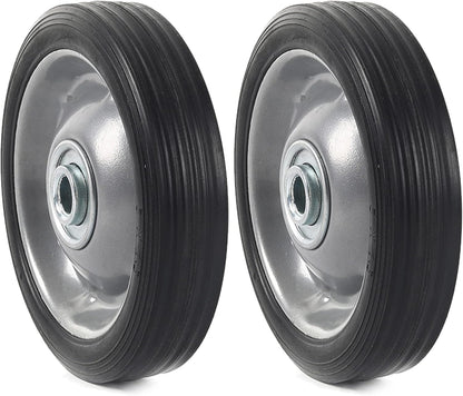 AR-PRO (2-Pack) 5" x 1.2" Flat Free Solid Rubber Wheel Assemblies - Replacement Hand Truck Wheels with Ball Bearings and 1/2" Bore Hole Diameter - Heavy-Duty Solid Rubber Tire 88 lbs Load Capacity