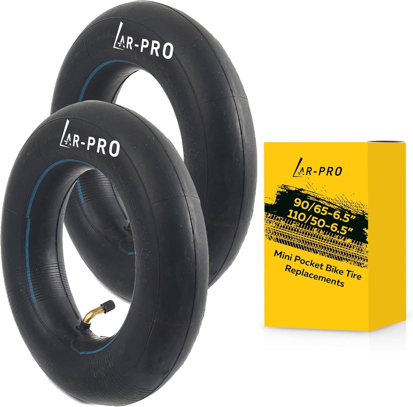 (2-Pack) Replacement Front or Rear Inner Tubes for 90/65-6.5” and 110/50-6.5” Mini Pocket Bike Tires - Fits Most 38cc, 47cc, and 49cc Mini Pocket Bikes - Compatible with MTA1/MTA2, GP-RSR, and More