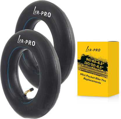 (2-Pack) Replacement Front or Rear Inner Tubes for 90/65-6.5” and 110/50-6.5” Mini Pocket Bike Tires - Fits Most 38cc, 47cc, and 49cc Mini Pocket Bikes - Compatible with MTA1/MTA2, GP-RSR, and More
