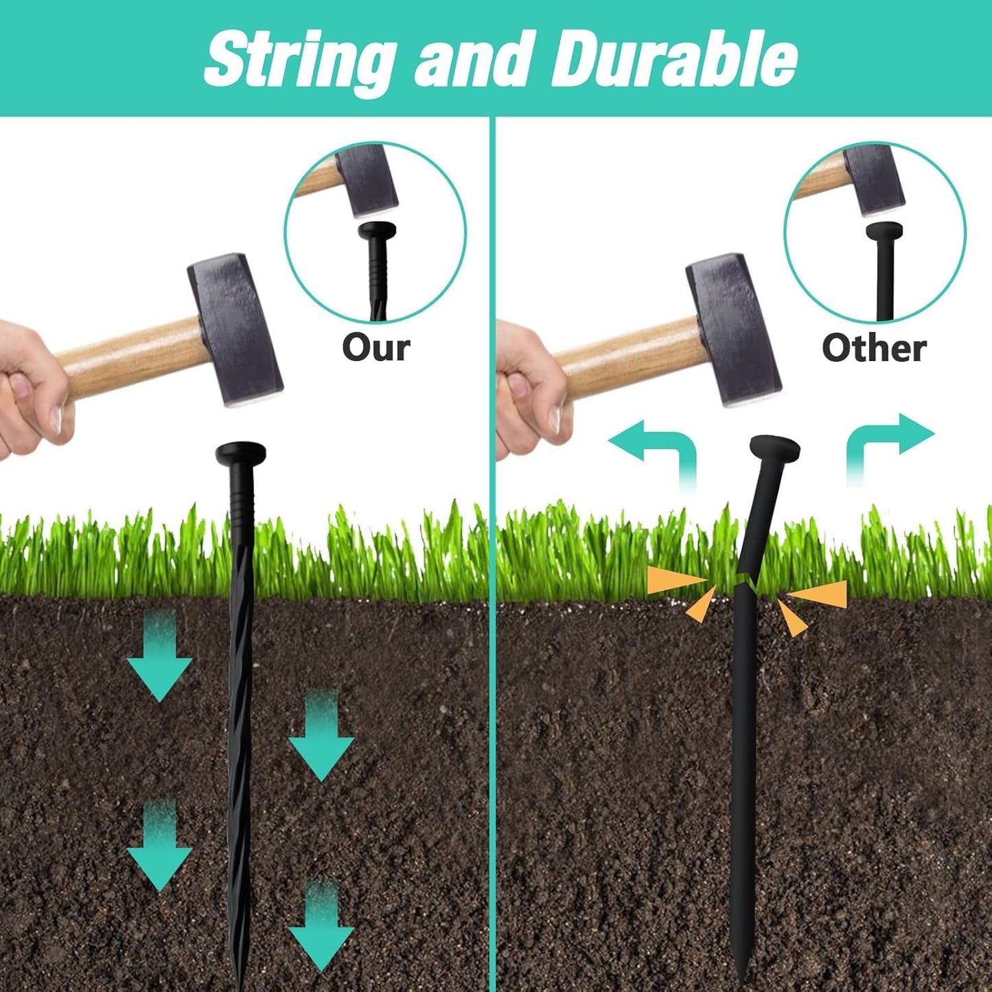 100-Pack-8 Inch Plastic Edging Nails, Spiral Nylon Landscape Anchoring Spikes，Landscape Stake for Paver Edging, Weed Barrier& More