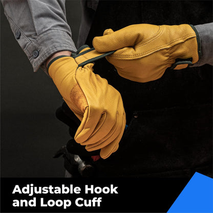 toolant Winter Leather Work Gloves, Warm Thinsulate Lining for Cold Weather Work, 100% Full Grain Cowhide with Abrasion and Puncture Resistance, Size XX-Large