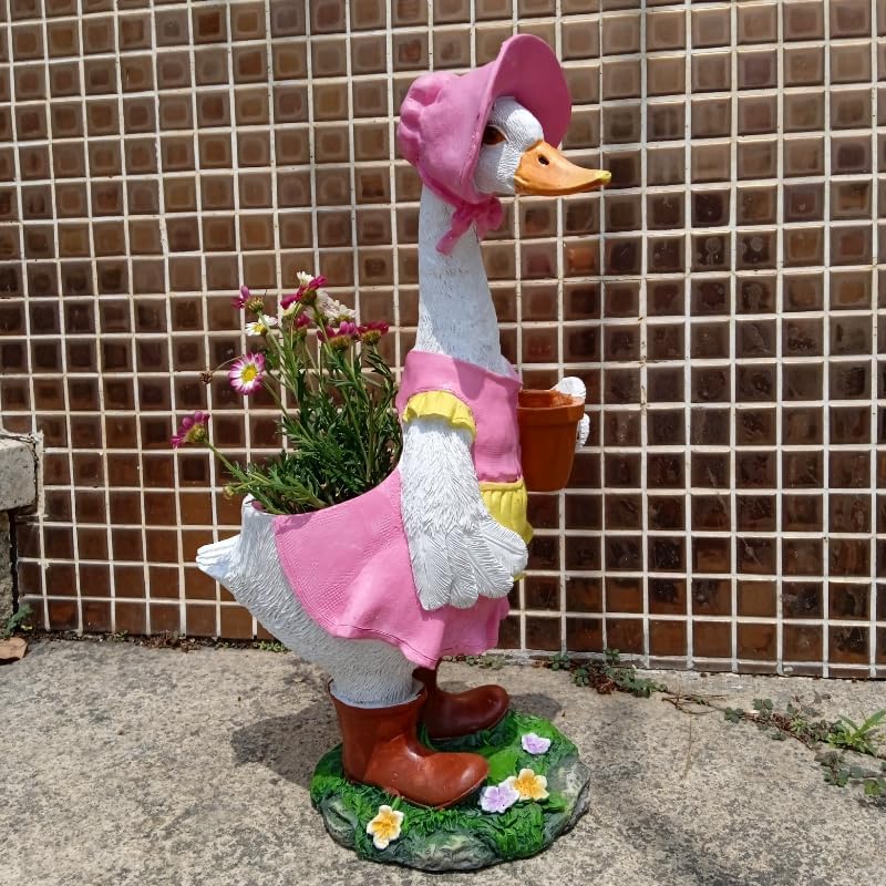Couple Duck Garden Statue Duck Succulent Plant Flowerpot Goose Flowerpot Indoor and Outdoor Art Decoration Courtyard Terrace Balcony Living Room Office Decoration Festival Gifts