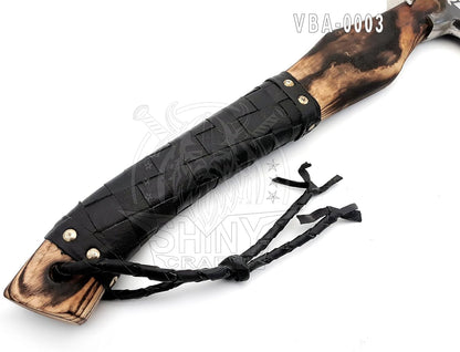 SHINY CRAFTS® Handcrafted Decorative Viking Axe with Leather-Wrapped Handle & Sheath – Engraved Blade – Ceremonial Collectible Gift for Men, Warriors, History Buffs, Cosplay & Display (VBA-03)