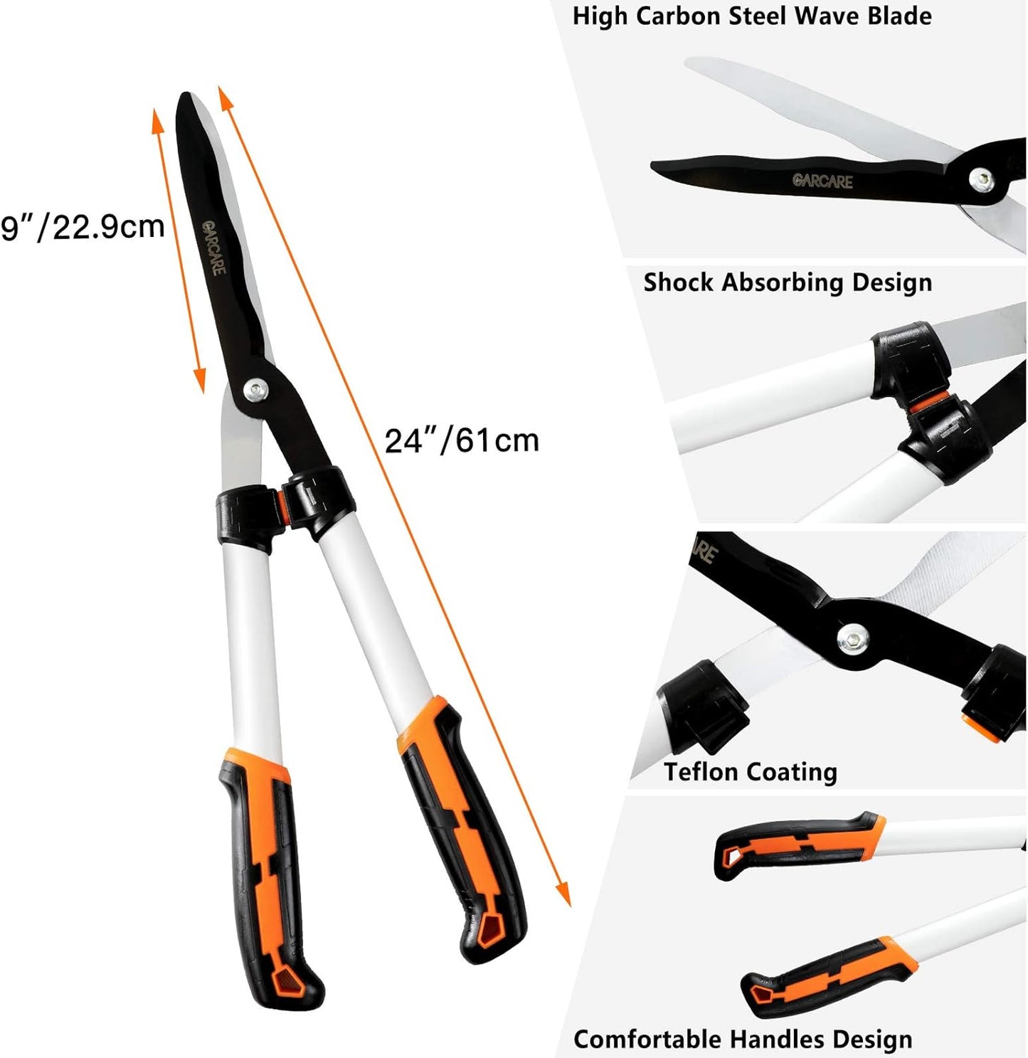 GARCARE 4 IN 1 Garden Shears Pruning Set with Bypass Pruning Shears Compound Lopper and Hedge Shears and Folding Saw with Carbon Steel Sharp Blades