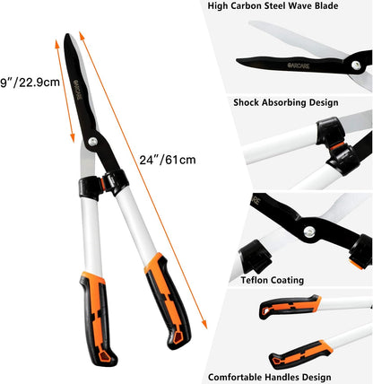 GARCARE 4 IN 1 Garden Shears Pruning Set with Bypass Pruning Shears Compound Lopper and Hedge Shears and Folding Saw with Carbon Steel Sharp Blades