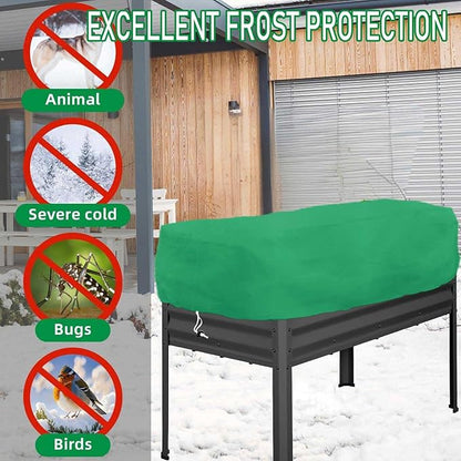 2 Pack Plant Covers Freeze Protection for Raised Beds Rectangular Planter Frost Fabric with Drawstring 2.82oz/yd² Reusable Raised Beds Frost Cloth for Winter Outdoor Plants (Green,for Cover a 4x2x1ft)