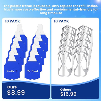 ZerGard Flying Insect Trap Refills Compatible with ZM001 and ZM002, Indoor Fruit Fly Trap Super Sticky and Odor-Free, Effective Insect Control Attracts and Traps Flying Insects Bugs Flies, 10 Refills