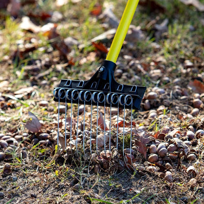 THE GROUNDSKEEPER II Shrub Rake 55-inch Lightweight Fiberglass Handle, 9-inch Head, Durable Steel Tines for Gardening, De-Thatching or Professional Landscaping