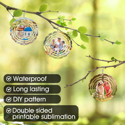 5 Pack 3 inch Sublimation Wind Spinners Blanks Wind Spinner Sublimation Blank Bulk 3D Aluminum Metal Wind Spinners for Yard and Garden Indoor Outdoor Window Porch Front Door Decoration Round