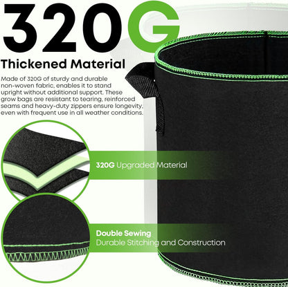 5-Pack 5 Gallon Grow Bags Heavy Duty Container Thickened Nonwoven Fabric Plant Pots with Handles