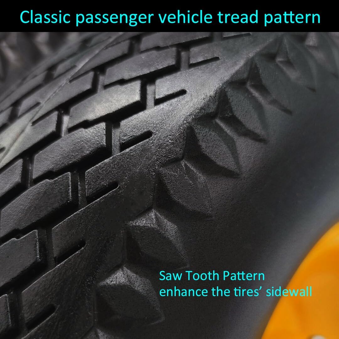 Flat Free 4.10/3.50-4 Hand Truck Tire with 3/4 Axle Bore, 2.2” Offset 10 inch Solid Tire Replacement for Hand Truck/Wagon/Garden Cart/Wheelbarrow/Dolly/Lawnmower (Set of 2) (2.2“ Offset)