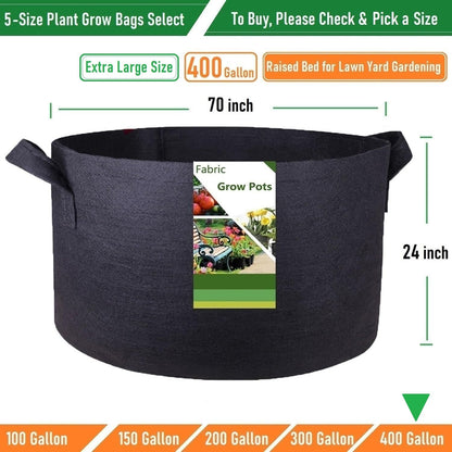400 Gallon Large Raised Garden Bed Bag (70x24 inch) Big Garden Bag Sturdy Plant Grow Bag for Tomato,Potato Planter,Herb Veggies Planter Bag,Flower Bed,Yard Waste Bag,Lawn Debris Bag,Leaf Bag W/ Gloves