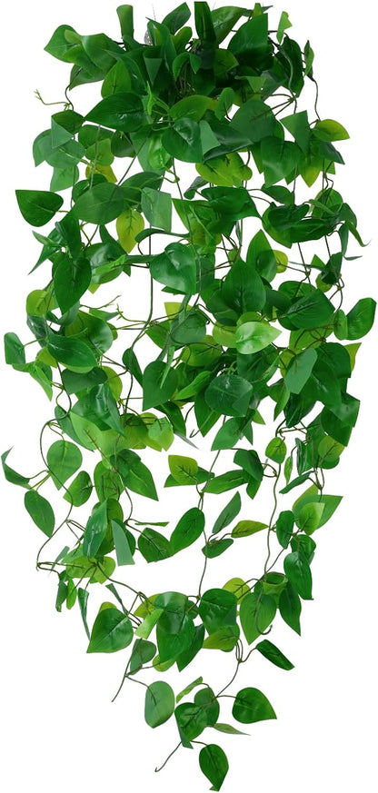 Fake Hanging Plants for Room Decor, Artificial Ivy vines Greenery Leaves Garlands for Home Aesthetic living Bedroom kitchen Office Wall patio Bookshelf, Indoor,Outdoor decorations(No Basket)