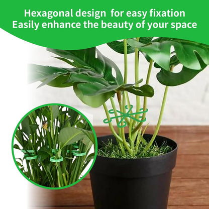 16pcs Climbing Houseplant Stem Supports,Plant Stems Supports for Indoor Plants with 4 Sizes,Reusable Plant stabilizer,Plants Accessories Stems Hook Growth for PlantsGarden (Green)