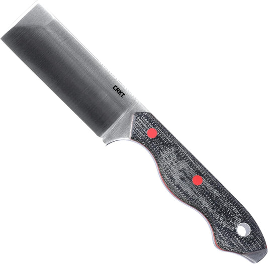 CRKT Razel Fixed Blade Knife: Everyday Carry Plain Edge, D2 Blade Steel, Resin Infused Fiber Handle w/Pocket Carry Sheath 4037,Silver/Black