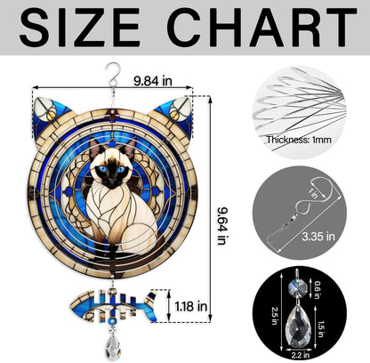Siamese Cat Wind Spinner, Siamese Cat Wind Spinner Hanging for Yard and Garden