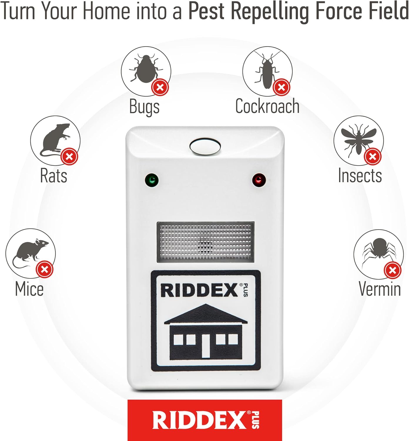 RIDDEX Plus Insect Repellent | Plug in, Mouse Deterrent - Pest Control for Defense Against Rats, Mice, Roaches, Bugs and Insects | Control Pests with No Toxins | White 2-Pack