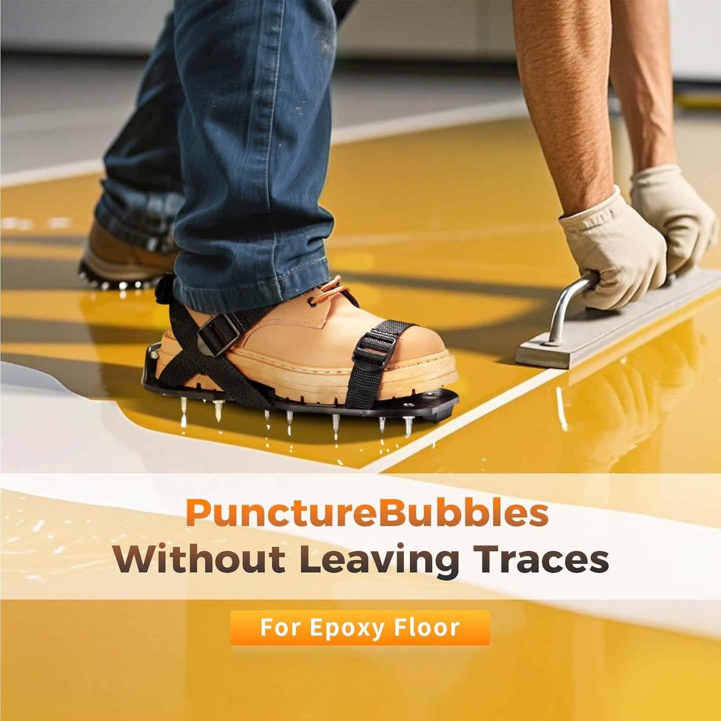 Gunite Spiked Shoes for Epoxy Floor,2 in 1 Fully Assembled，2 Lengths of Spikes with 1.8"" and 1.2"" Short Spikes，Perfect for Epoxy Garage Floors,Overlays, Lawn Aeration，Aerator Shoes