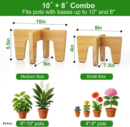Plant Stand Indoor Outdoor, Plant Holder Sturdy Single Flower Pot Stand Planter Stand Stool Display Decorative for Desktop Counter Room (Natural 2 pack)