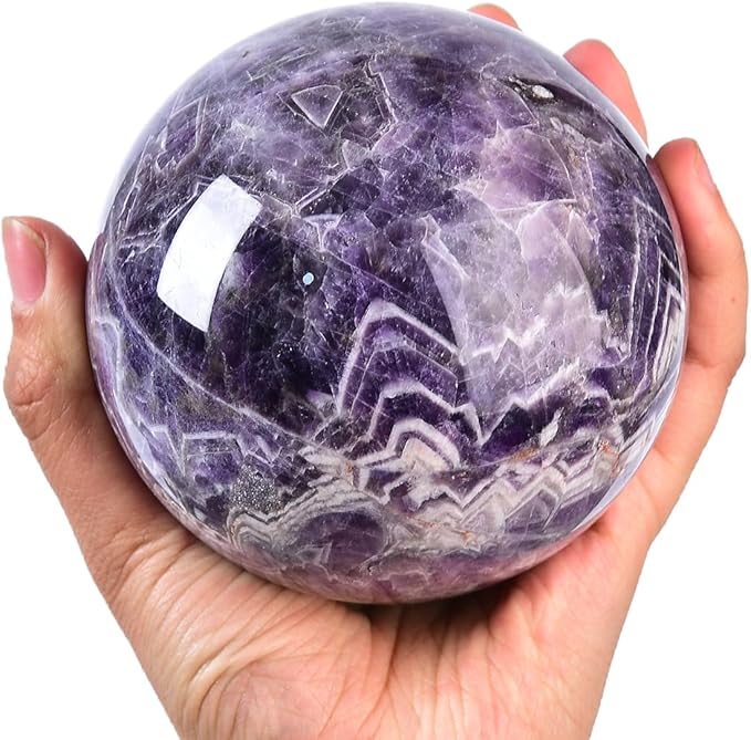 Dream Amethyst Crystal Ball with Stand Large Healing Crystals Sphere for Meditation, Divination