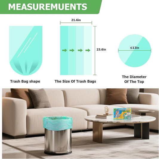 6 Gallon Trash Bags Compostable Green - Heihaily Medium Garbage Bags Strong Thick Bulk 100 Count