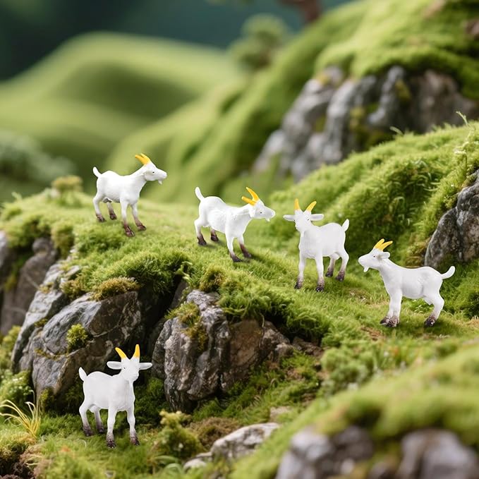 50 Pcs Miniature Goat Figurines Animal Figurines Set Plastic Realistic Mini Resin Lamb for Micro Landscape Fairy Garden Decor DIY Props
