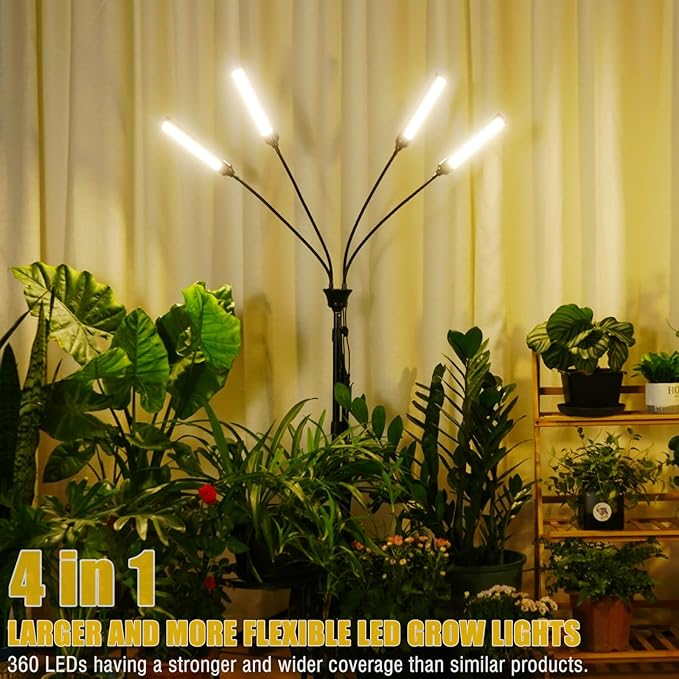 LED Grow Lights for Indoor Plants Full Spectrum, 360 LEDs Plant Lights for Indoor Growing with 58" Adjustable Stand, Plant Grow Lights with Auto 3/6/9/12/15/18H Timer for Indoor Tall Plants.