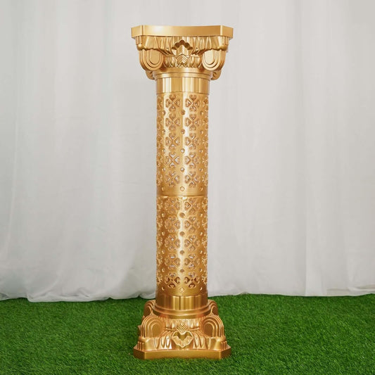Efavormart 4 Pack | Gold Crafted Venetian Inspired Pedestal Stand | Plant Pillar - 40" Tall PVC