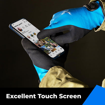 toolant 100% Waterproof Gloves Bulk Pack, 3 Pairs, Winter Work Gloves for Cold Temperature, Touchsreen, Warm Gloves for Freezer, Fishing and Gardening, With Grip, Blue, XX-Large