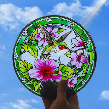 Hummingbird Suncatchers for Windows Hanging - 8 inch Stained Glass Sun Catchers Indoor Window, Stain Glass Window Hanging for Home Garden Decor, Gifts for Holiday or Wall Art