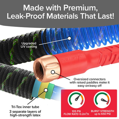 Pocket Hose Ballistic Double UV Edition 100 FT Expandable Garden Hose w/Pocket Pivot Swivel