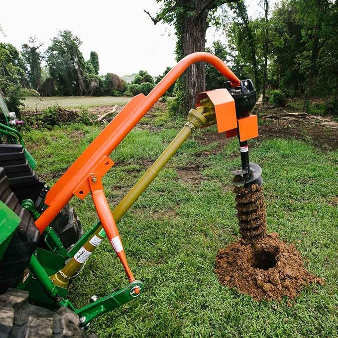 Titan Attachments 30 HP 3 Point Post Hole Digger with 9" Auger Attachment, Fits Cat 1 Tractors for Fence Post Holes, Deck Installation