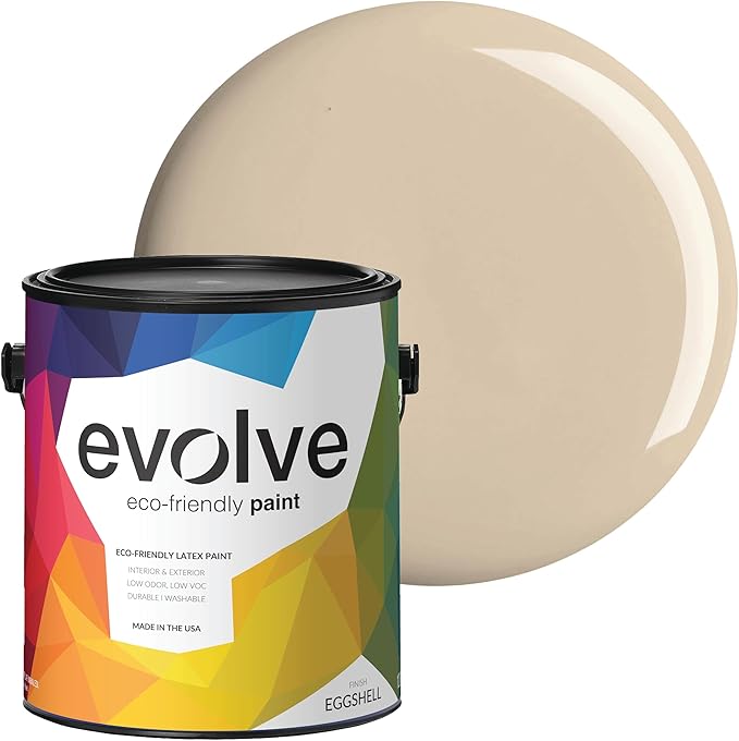 EVOLVE Paint & Primer: Environment-friendly, Low Sheen with One-coat Coverage for Interior & Exterior surfaces (Natural Beige, 1-Gallon)