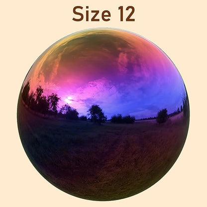 Lulu Decor, Rainbow Stainless Steel Gazing Mirror Ball Size 12, Smooth Reflective Shiny Garden Decoration Globe