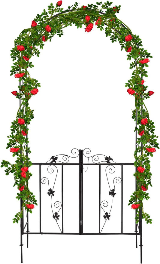 Kintness Garden Arch Arbor with Gate Trellis Arbour Archway for Climbing Plants Outdoor Garden Lawn Backyard …
